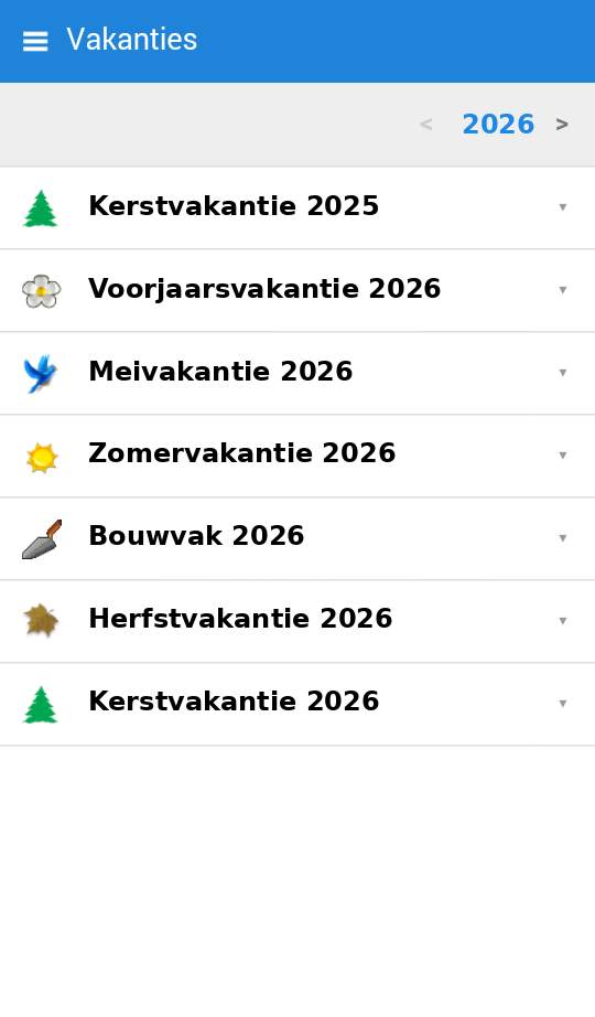 Vakanties overzicht